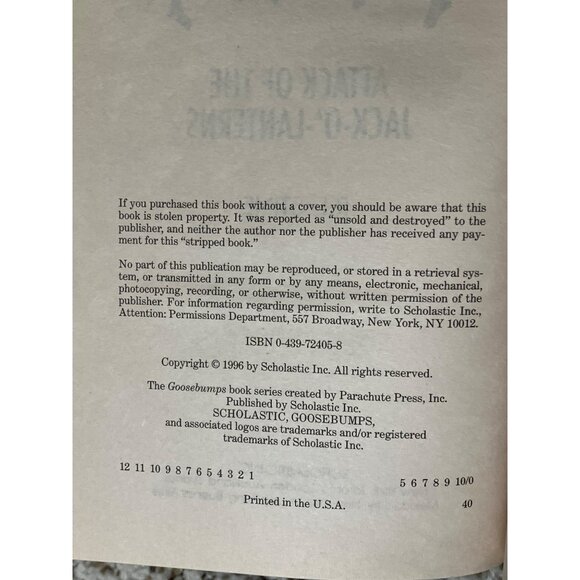 Goosebumps "Attack Of The Jack-O-Lanterns" By R.L. Stine - Picture 4 of 7